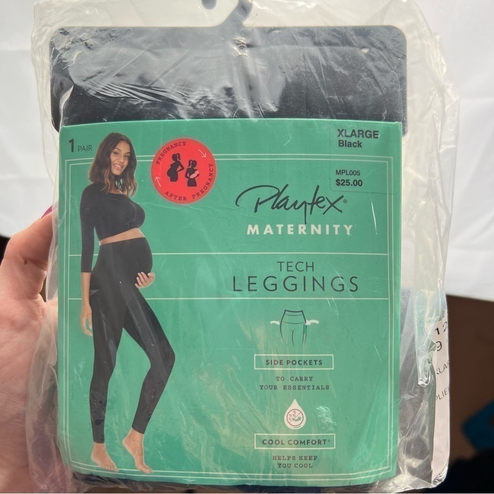 Hanes Playtex Maternity Footless Tights Black womens X-Large - Picture 2 of 6